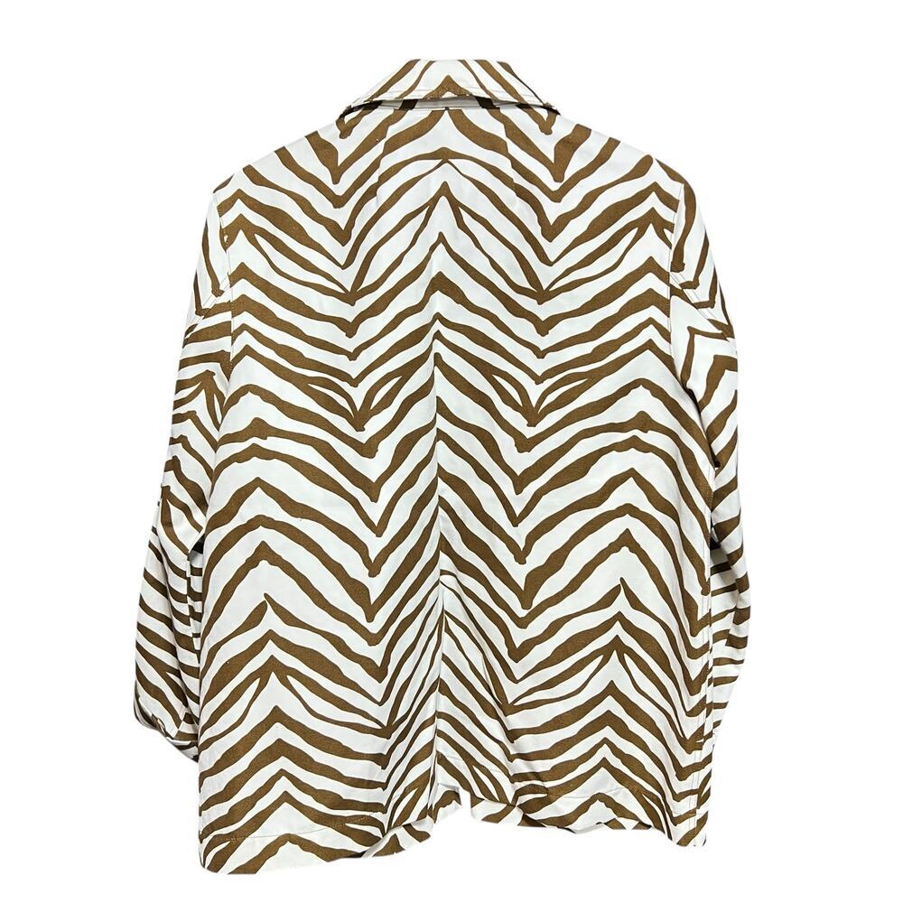 Lafayette 148 New York Amaris Linen Blend Shirt Jacket Zerbra Print Size Medium - Picture 2 of 6